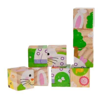 TG50032 dřevěné puzzle, skládačka se zvířátky 6 v 1 – zoo