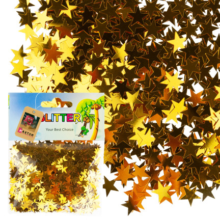 Zlaté třpytivé hvězdičky, na scrapbooking, zdobení přáníček a dárků, 35 g