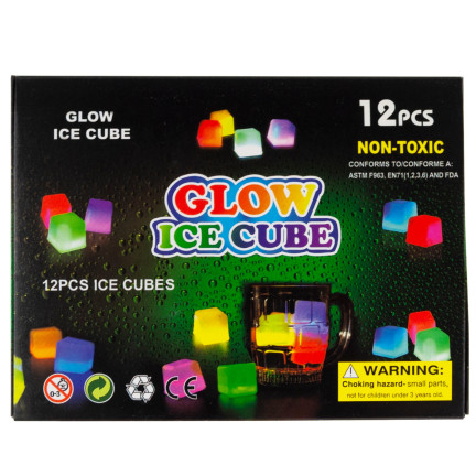TG53193 barevné fluorescenční svítící kostky ledu, 12 ks, kostka ledu