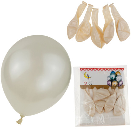 TG53244B metalické balonky, 5 ks, bílé, ecru, svatební, perleťové