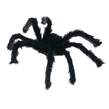 Umělý pavouk, chlupatý, černý, halloweenská dekorace, strašidelná tarantule, 40 cm