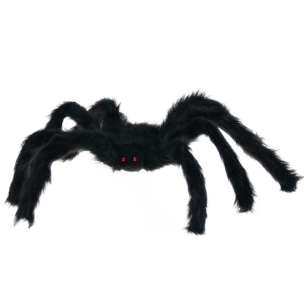 Umělý pavouk, chlupatý, černý, halloweenská dekorace, strašidelná tarantule, 40 cm