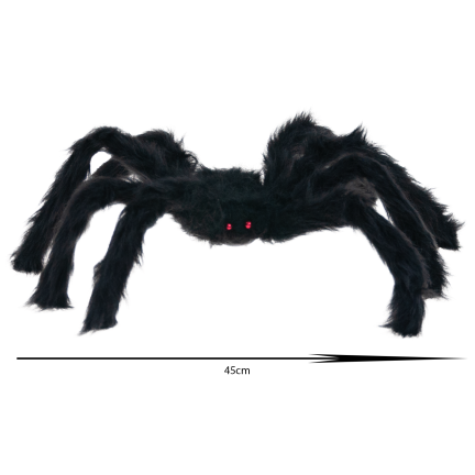 Umělý pavouk, chlupatý, černý, halloweenská dekorace, strašidelná tarantule, 40 cm