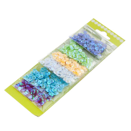 TG54954 sada flitrů na zdobení, lomené flitry 6 mm, ozdobné, 6 barev