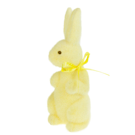 TG55589-1 zajíc, králíček, velikonoční králík, flokovaná dekorace, figurka králíčka, 22 cm