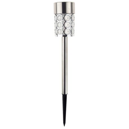 TG55965-1 solární zapichovací lampa, glamour, stříbrná, s krystalky, zahradní sloupek