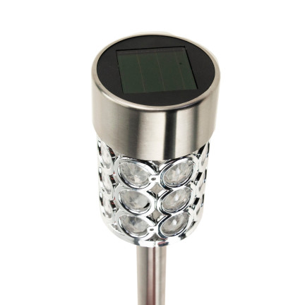 TG55965-1 solární zapichovací lampa, glamour, stříbrná, s krystalky, zahradní sloupek