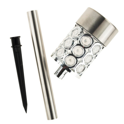 TG55965-1 solární zapichovací lampa, glamour, stříbrná, s krystalky, zahradní sloupek