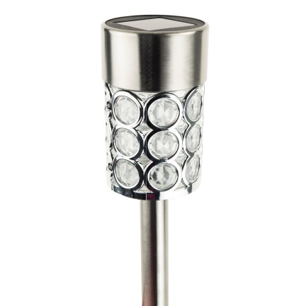 TG55965-1 solární zapichovací lampa, glamour, stříbrná, s krystalky, zahradní sloupek