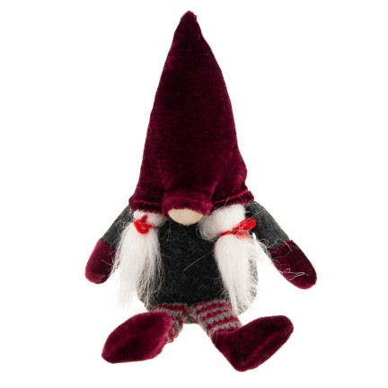 TG58155-1-G Santa Claus Gnome Velká dekorace na vánoční stromek, bordó