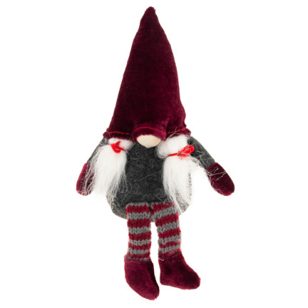 TG58155-1-G Santa Claus Gnome Velká dekorace na vánoční stromek, bordó
