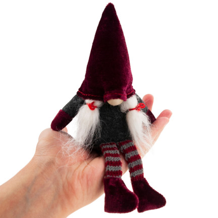 TG58155-1-G Santa Claus Gnome Velká dekorace na vánoční stromek, bordó