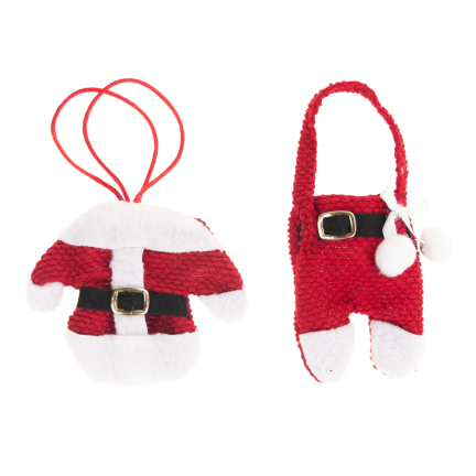 Pouzdro na příbory, vánoční obal, stolní dekorace, obleček pro Santa Clause, červené, sada 6 ks.