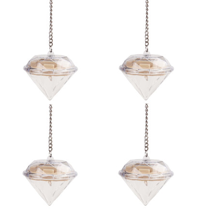 TG60449 solární diamantové zahradní dekorativní lampičky, sada 4 ks, závěsné