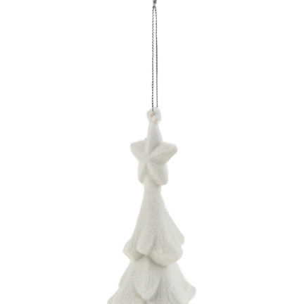 TG61460-1 bílý vánoční stromeček, figurka, přívěsek, flokovaná plyšová ozdoba