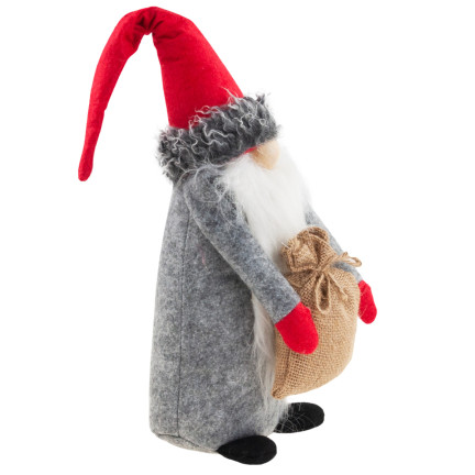 TG63073 Mikuláš, skřítek, vousatý trpaslík, velký 35 cm, ozdoba pod vánoční stromeček