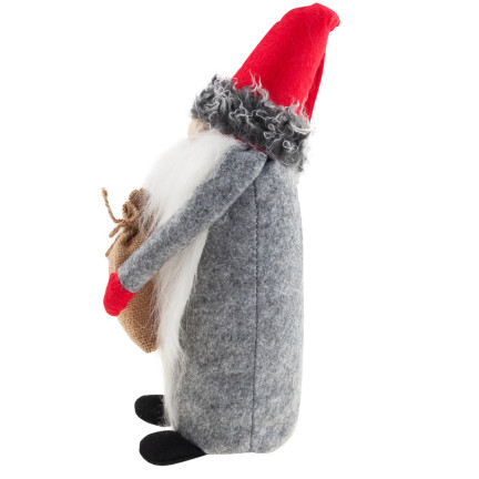 TG63073 Mikuláš, skřítek, vousatý trpaslík, velký 35 cm, ozdoba pod vánoční stromeček