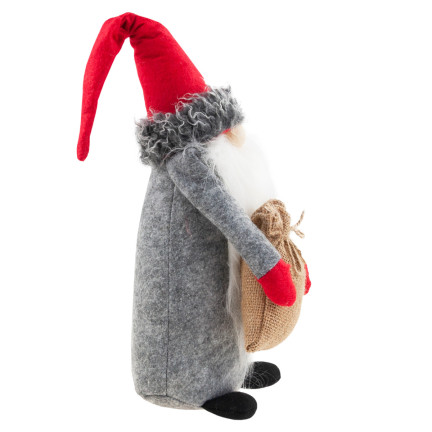 TG63073 Mikuláš, skřítek, vousatý trpaslík, velký 35 cm, ozdoba pod vánoční stromeček