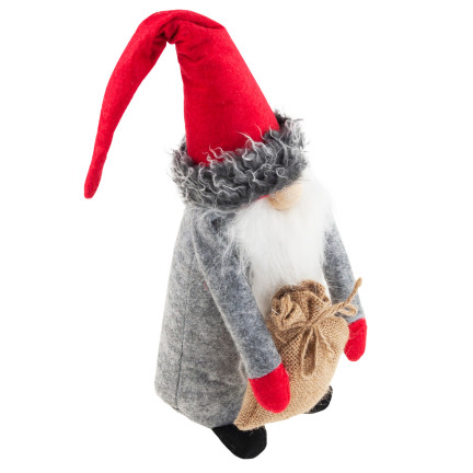 TG63073 Mikuláš, skřítek, vousatý trpaslík, velký 35 cm, ozdoba pod vánoční stromeček