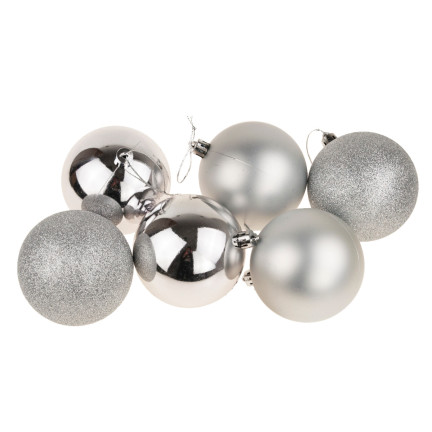 TG63172-1 STŘÍBRNÉ BOMBY CHOINK SET 6cm 6PERSON NON-BREAKING CHOIN BOMBES