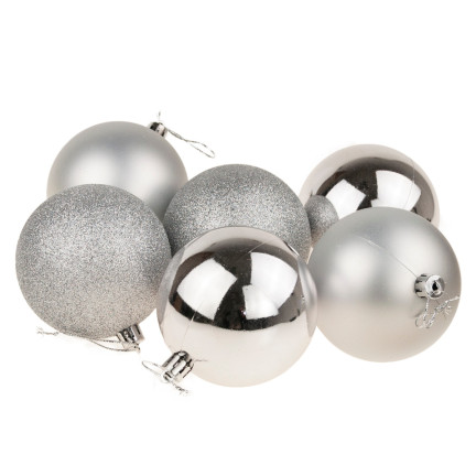 TG63172-1 STŘÍBRNÉ BOMBY CHOINK SET 6cm 6PERSON NON-BREAKING CHOIN BOMBES