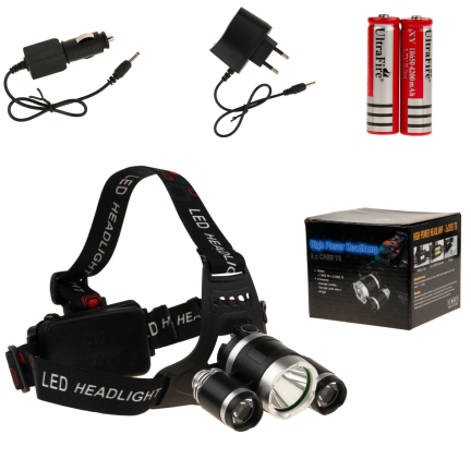 TG63200 čelovka LED se zoomem, Cree XML T6, výkon, 2 akumulátory + 2 nabíječky