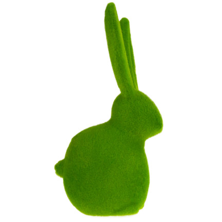TG63631-8 zajíček, velurový králíček, velikonoční králíček, ozdoba na velikonoční aranžmá, 13 cm, zelený