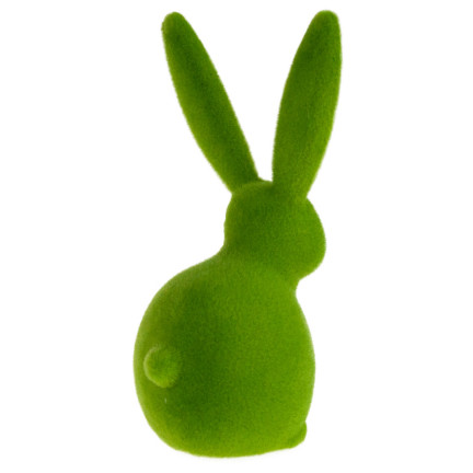 TG63631-8 zajíček, velurový králíček, velikonoční králíček, ozdoba na velikonoční aranžmá, 13 cm, zelený