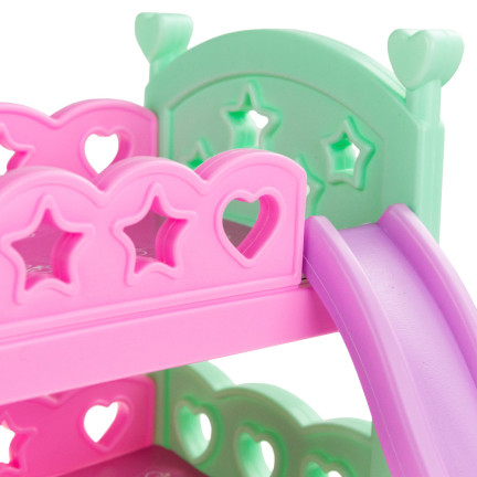 TG64205 dvoupatrová postýlka pro panenky s žebříkem a skluzavkou, dvojitá postýlka pro dvojčata