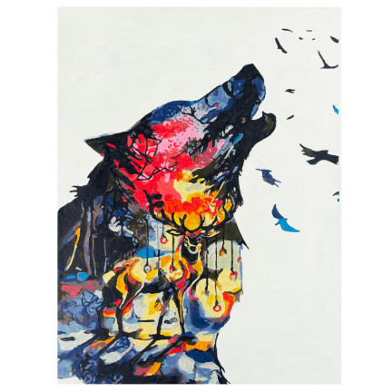 TG64616-5 obraz k vybarvení podle čísel bez rámu 30x40 vlk