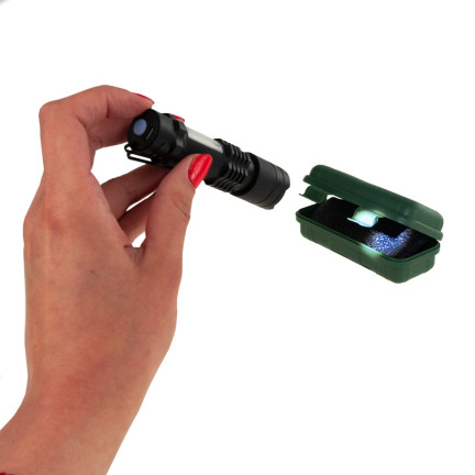 TG64636 taktická LED svítilna s zoomem, dioda Cree Q5, s USB + pouzdro