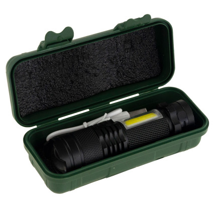 TG64636 taktická LED svítilna s zoomem, dioda Cree Q5, s USB + pouzdro