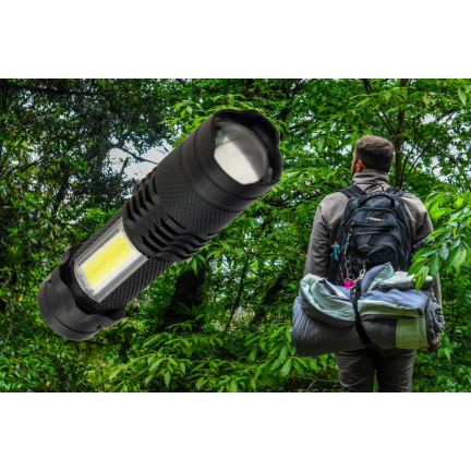 TG64636 taktická LED svítilna s zoomem, dioda Cree Q5, s USB + pouzdro