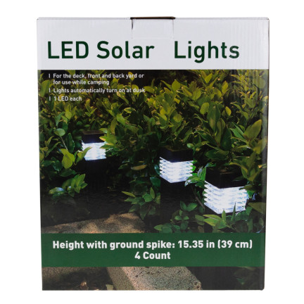TG64670 – sada 4 ks solárních LED zahradních lamp k zapíchnutí, sloupek, černé, 39 cm