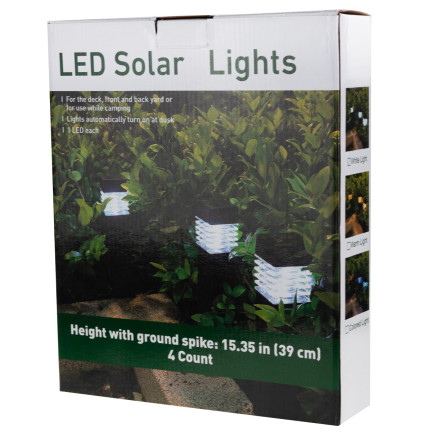 TG64670 – sada 4 ks solárních LED zahradních lamp k zapíchnutí, sloupek, černé, 39 cm