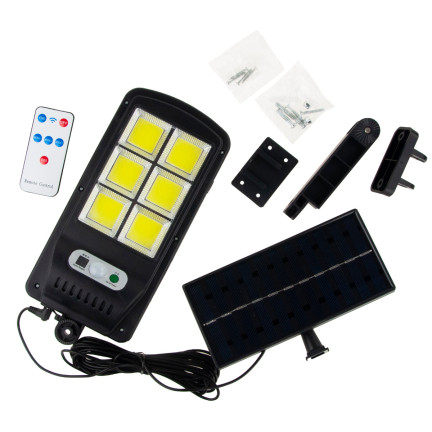 TG64680 solární lampa COB, pouliční lampa se 120 LED diodami, venkovní osvětlovací panel