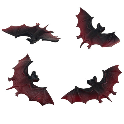Umělí netopýři, realistické dekorace, halloweenské ozdoby, sada 4 ks.