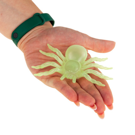 Umělé pavouky, fluorescenční, svítící ve tmě, halloweenské dekorace, sada 4 ks.