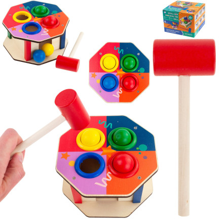 TG67016 Montessori hra s dřevěnými kolíčky + barevné kladívko na propichování