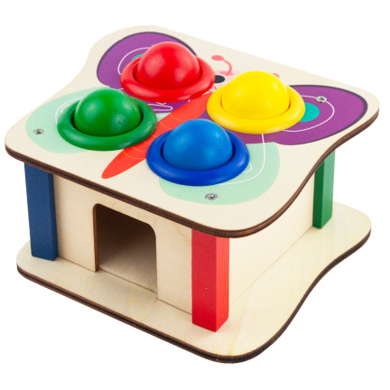 TG67016 Montessori hra s dřevěnými kolíčky + barevné kladívko na propichování