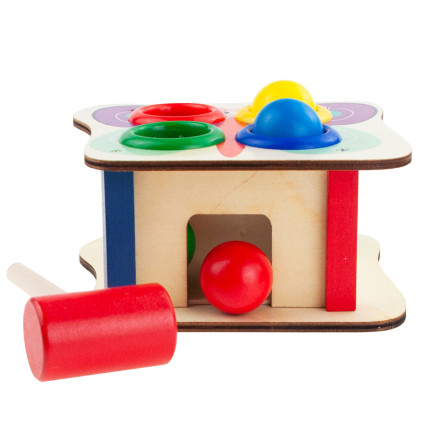 TG67016 Montessori hra s dřevěnými kolíčky + barevné kladívko na propichování