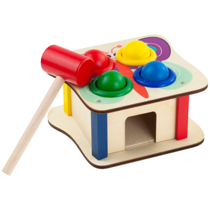 TG67016 Montessori hra s dřevěnými kolíčky + barevné kladívko na propichování