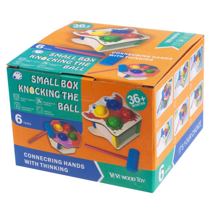TG67016 Montessori hra s dřevěnými kolíčky + barevné kladívko na propichování