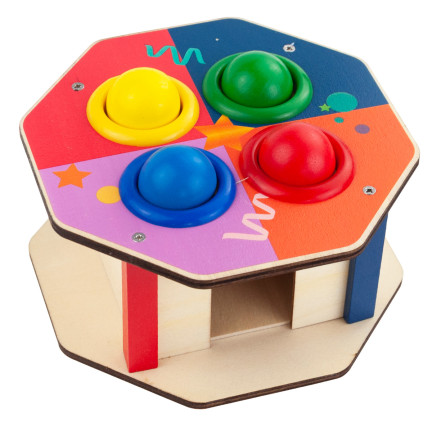 TG67016 Montessori hra s dřevěnými kolíčky + barevné kladívko na propichování