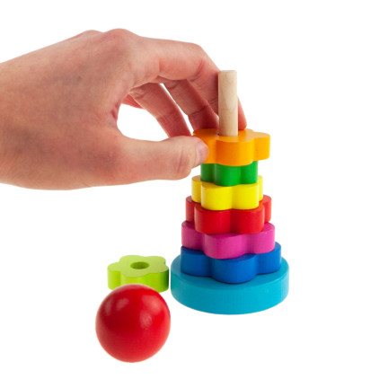 TG67026 pyramidová montessori třídička, věž, dřevěné kostky, skládačka
