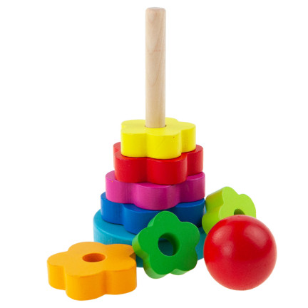TG67026 pyramidová montessori třídička, věž, dřevěné kostky, skládačka
