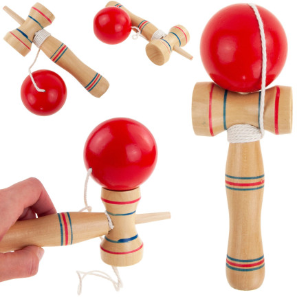 TG67313 kendama – klasická japonská dřevěná hra na obratnost, při které se chytají míčky