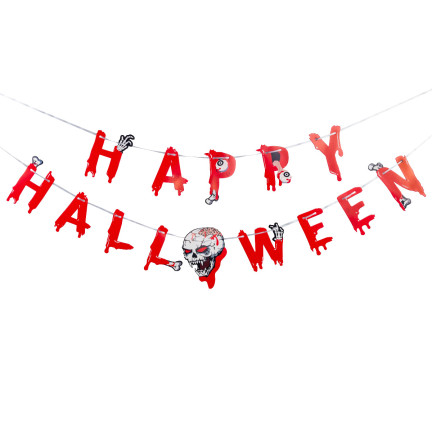 Sada halloweenských ozdob, papírové, různé barvy, halloweenské dekorace, balónky, girlanda, ozdoby na stůl, sada