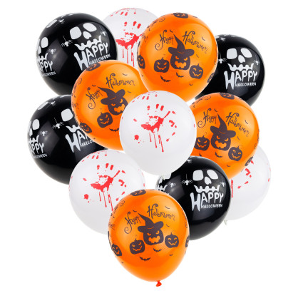 Sada halloweenských ozdob, papírové, různé barvy, halloweenské dekorace, balónky, girlanda, ozdoby na stůl, sada