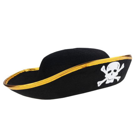 Pirátský kostým, černý, dětský halloweenský kostým, čepice a plášť, sada